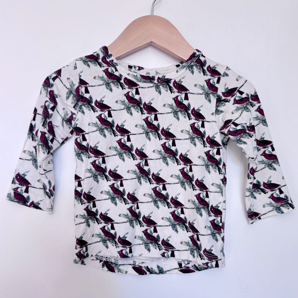 Kate Quinn Organics‎ Bamboo Shirt Cardnial Bird Long Sleeve Top 12-18 months